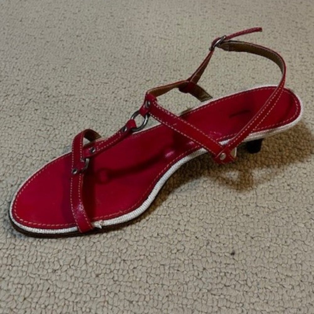 J. Crew Pink Leather Strappy Kitten Heels sz 6 1/2